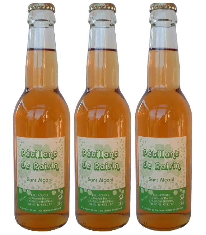 Bouteille de pétillant de raisin sans alcool